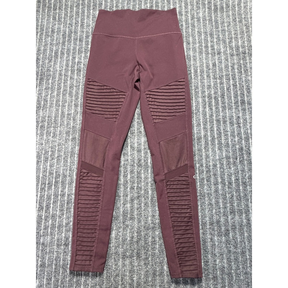 Alo Yoga Moto Leggings Women Medium High Waist Mesh Activewear Sporty Biker Gym